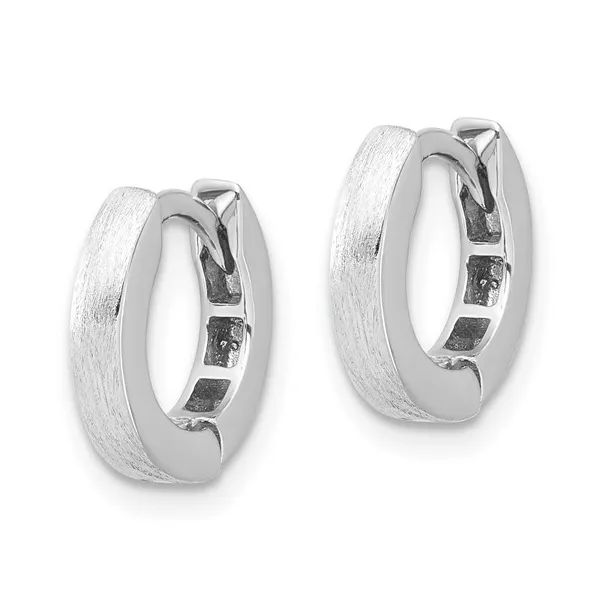 3X13MM BRUSHED HINGE HUGGIE EARRINGS IN STERLING SILVER Image 2 Lester Martin Dresher, PA