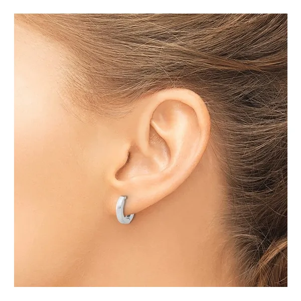 3X13MM BRUSHED HINGE HUGGIE EARRINGS IN STERLING SILVER Image 3 Lester Martin Dresher, PA