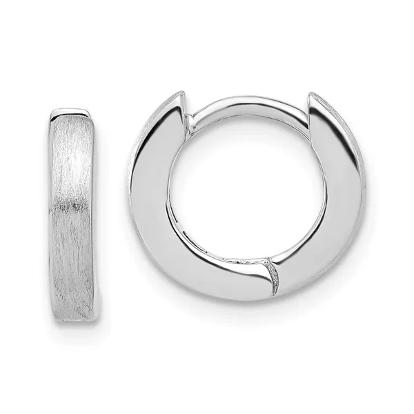3X13MM BRUSHED HINGE HUGGIE EARRINGS IN STERLING SILVER Lester Martin Dresher, PA