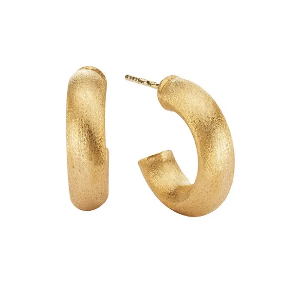 20X5MM YELLOW PLATED STERLING HOOP EARRINGS WITH A BRUSHED FINISH Lester Martin Dresher, PA