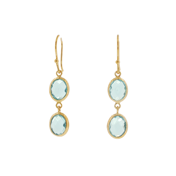 BLUE TOPAZ STERLING SILVER 14K YELLOW GOLD VERMEIL BEZEL SET  EARRINGS Lester Martin Dresher, PA