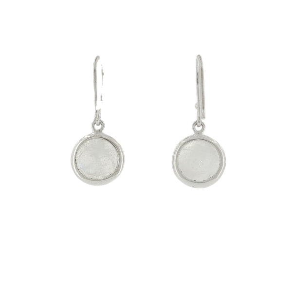 RAINBOW MOONSTONE AND STERLING SILVER BEZEL SET DANGLE FISH HOOK EARRINGS Image 2 Lester Martin Dresher, PA