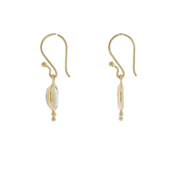 RAINBOW MOONSTONE STERLING SILVER 14K YELLOW GOLD VERMEIL EARRINGS Image 2 Lester Martin Dresher, PA
