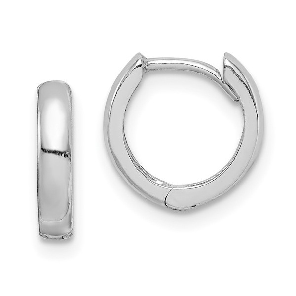 STERLING SILVER RHODIUM POLISHED 10MM HINGED HOOP EARRINGS Lester Martin Dresher, PA