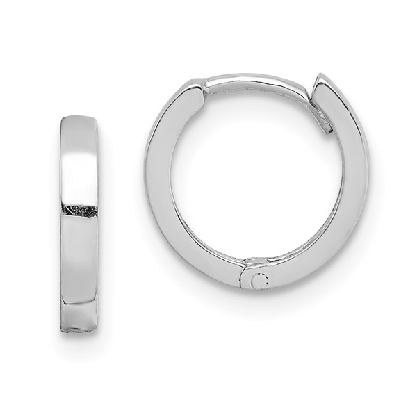 STERLING SILVER RHODIUM POLISHED 10MM HINGED HOOP EARRINGS Lester Martin Dresher, PA