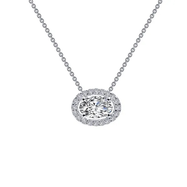 0.63CTW OVAL HALO NECKLACE