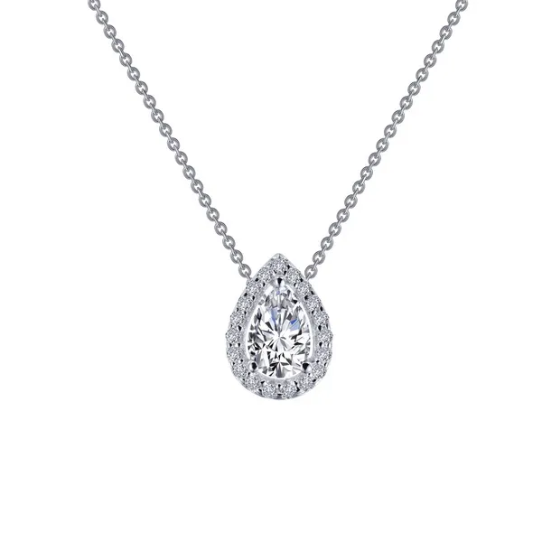 0.58CTW PEAR-SHAPED HALO NECKLACE