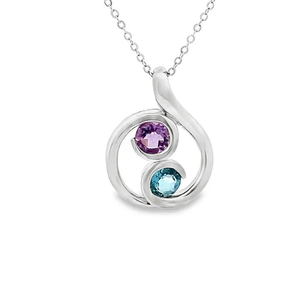 : 0.74CT AMETHYST AND A 1.06CT BLUE TOPAZ PENDANT