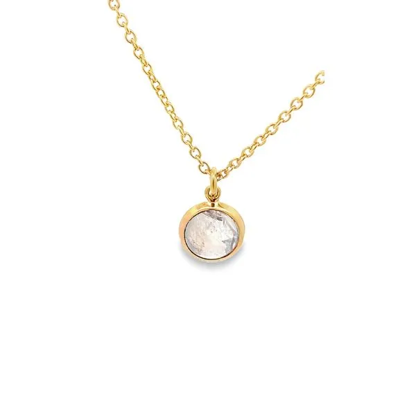 RAINBOW MOONSTONE YELLOW VERMEIL BEZEL SET PENDANT
