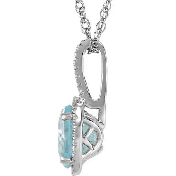 7MM NATURAL AQUAMARINE & .015 CTW  DIAMOND PENDANT SET IN...