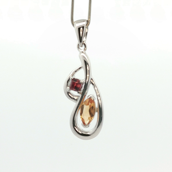 0.75CTW CITR & GARNET: 0.75CTW CITRINE AND GARNET FREE-FORM PENDANT Lester Martin Dresher, PA