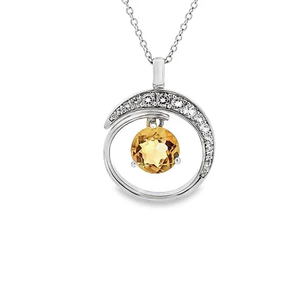 1.63CT GOLDEN CITRINE AND 0.20 WHITE TOPAZ PENDANT Lester Martin Dresher, PA