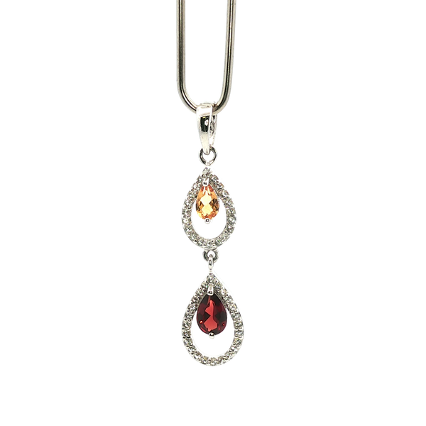 0.16CT CITRINE AND 0.44CT GARNET PENDANT WITH 0.18CTW WHITE TOPAZ ACCENTS Lester Martin Dresher, PA