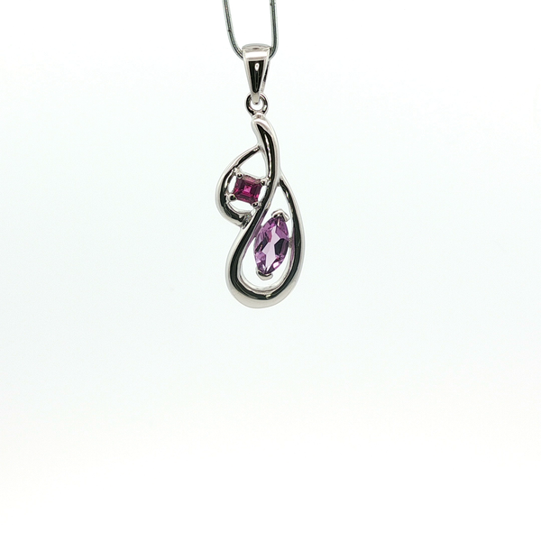 0.74CTW AMETHYST AND RHODALITE GARNET  FREE-FORM PENDANT SET IN STERLING SILVER Lester Martin Dresher, PA