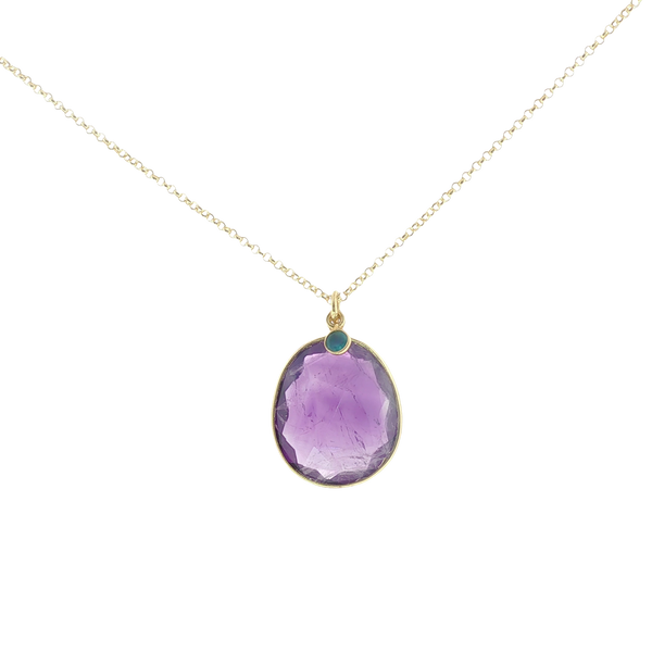 STERLING SILVER 18K YELLOW GOLD VERMEIL AMETHYST AND APATITE PENDANT Image 2 Lester Martin Dresher, PA