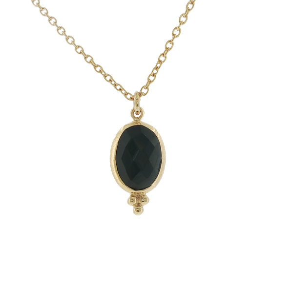 OVAL ONYX PENDANT BEZEL SET IN STERLING SILVER 14K YELLOW GOLD  VERMEIL Lester Martin Dresher, PA