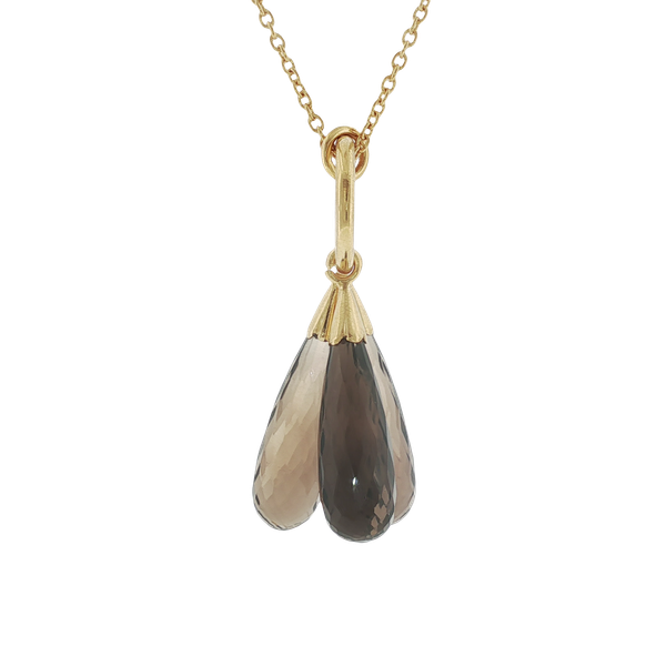 TRIPLE TEARDROP SMOKEY QUARTZ PENDANT SET IN STERLING SILVER 14K YELLOW GOLD VERMEIL Image 2 Lester Martin Dresher, PA