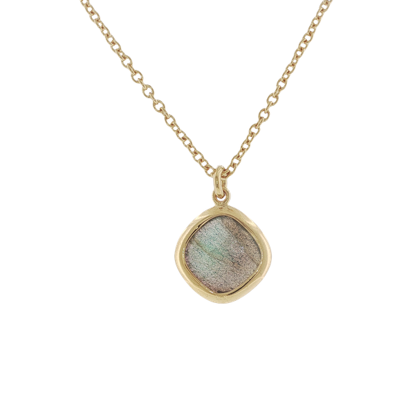 LABRADORITE BEZEL SET PENDANT SET IN STERLING SILVER 14K YELLOW GOLD VERMEIL Lester Martin Dresher, PA