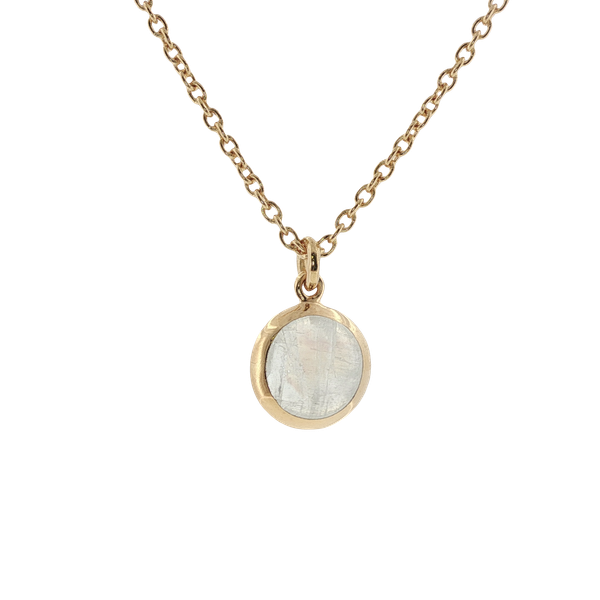 RAINBOW MOONSTONE PENDANT BEZEL SET IN STERLING SILVER 14K YELLOW GOLD VERMEIL Lester Martin Dresher, PA