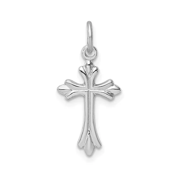 POLISHED CROSS PENDAN IN RHODIUM-PLATED STERLING SILVER