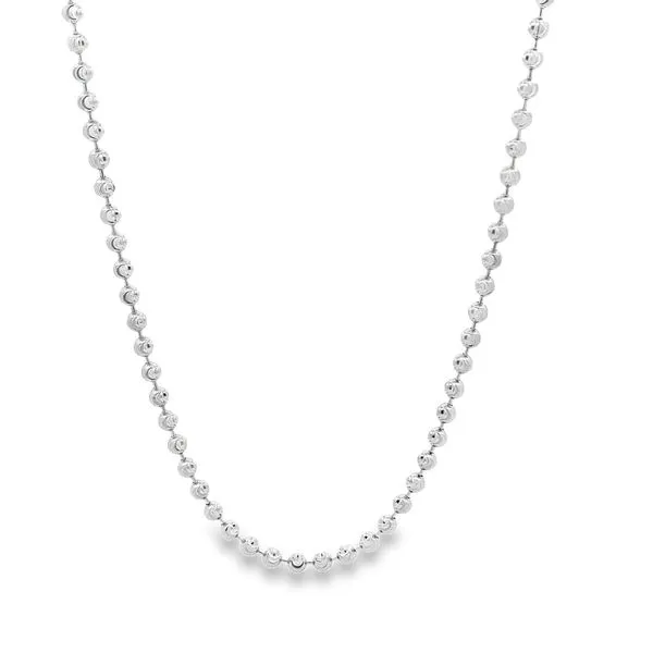 16\ STERLING SILVER 3MM DIAMOND-CUT MOON BEAD NECK CHAIN