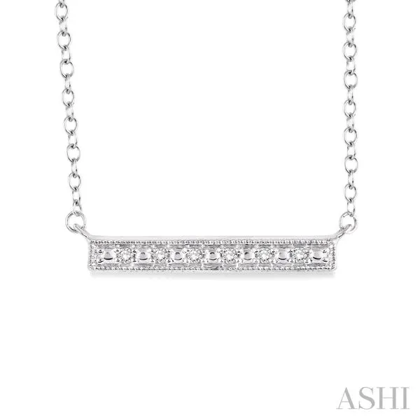 18\ 0.05CTW STERLING SILVER DIAMOND BAR NECKLACE