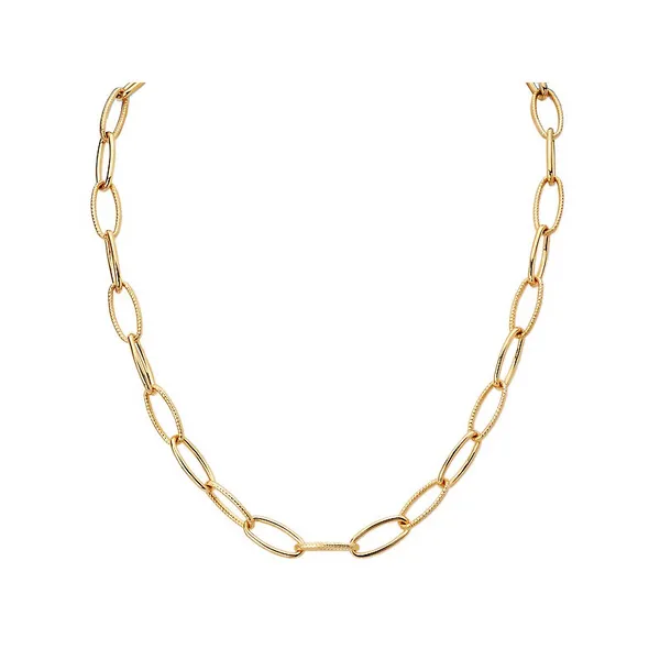 17.5 YELLOW GOLD PLATED MULTI-LINK TEXTURED AND POLISHED STERLING SILVER NECKLACE Lester Martin Dresher, PA