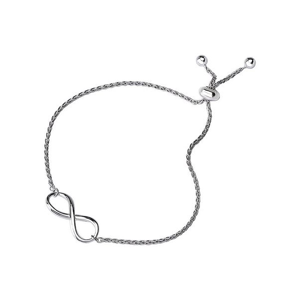 STERLING SILVER AND PLATINUM PLATED INFINITY BOLO BRACELET Lester Martin Dresher, PA