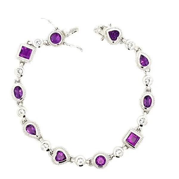 5.93CT TW AMETHYST/WHITE TOPAZ STERLING SILVER BRACELET Image 4 Lester Martin Dresher, PA