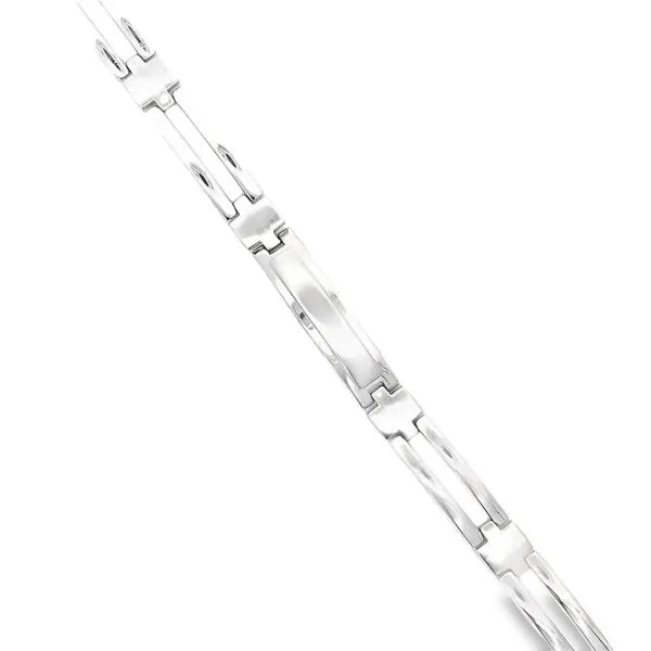 STERLING SILVER POLISHED AND MATTE ENGRAVEABLE LINK ID BRACELET similar item image