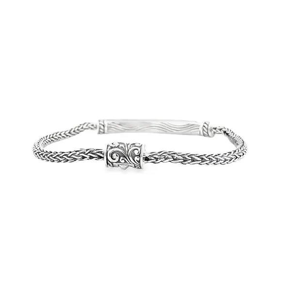 STERLING SILVER TEXURED BAR CHAIN BRACELET