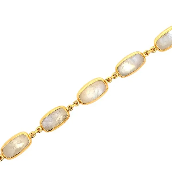 RAINBOW MOONSTONE AND STERLING SILVER YELLOW VERMEIL BRACELET similar item image