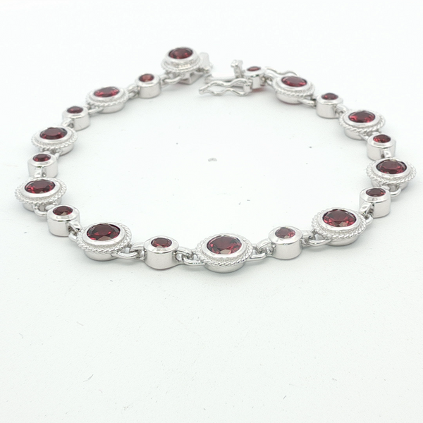 GARNET STERLING SILVER BRACELET Image 2 Lester Martin Dresher, PA
