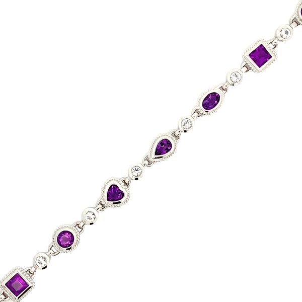 5.93CT TW AMETHYST/WHITE TOPAZ STERLING SILVER BRACELET Lester Martin Dresher, PA