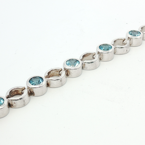 7.32CTW BLUE TOPAZ STERLING SILVER BRACELET, Image 2 Lester Martin Dresher, PA