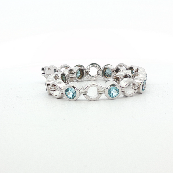 7.32CTW BLUE TOPAZ STERLING SILVER BRACELET, Lester Martin Dresher, PA