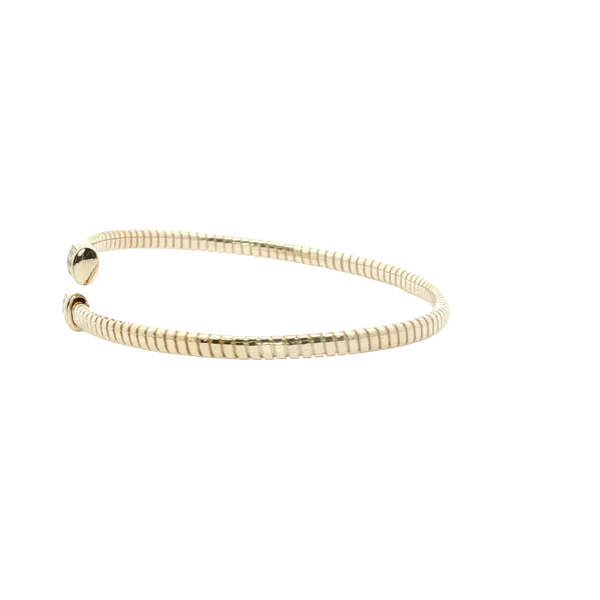 TEXTURED ITALIAN YELLOW GOLD PLATED STERLING SILVER BYPASS BRACELET WITH CZ STATIONS ON THE ENDS Image 2 Lester Martin Dresher, PA