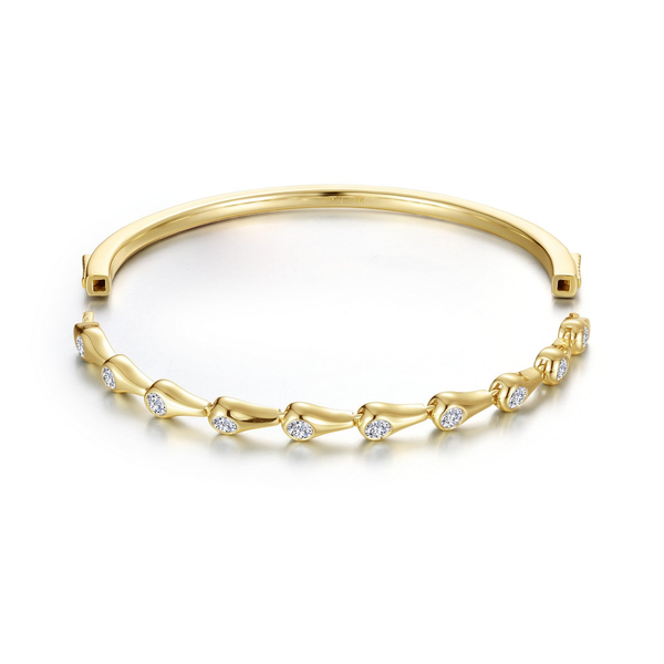 YELLOW GOLD PLATED STERLING SILVER CONTINUUM TEARDROP BANGLE ATTACHMENT BRACELET BASE Image 2 Lester Martin Dresher, PA