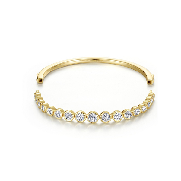 GOLD PLATED STERLING SILVER CONTINUUM GRADUATED BEZEL BANGLE BRACELET TOPPER Image 2 Lester Martin Dresher, PA