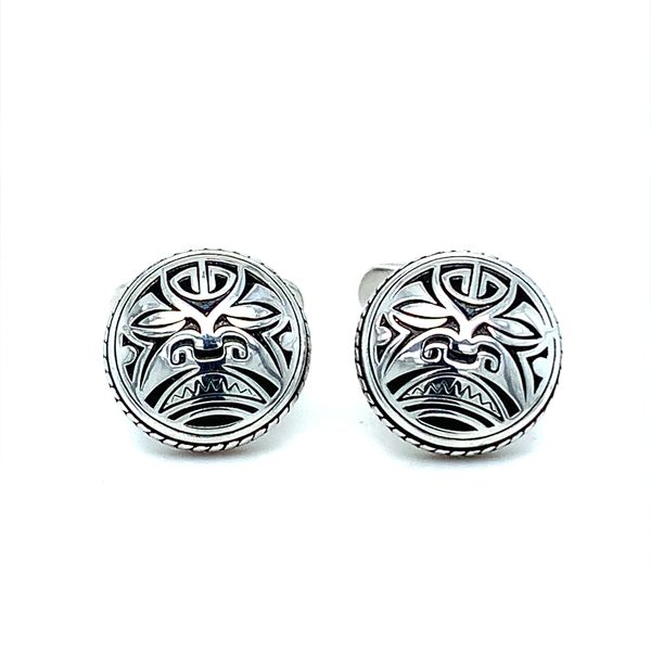 CARVED STERLING SILVER CUFFLINKS Lester Martin Dresher, PA