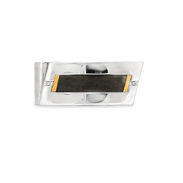 STAINLESS AND TITANIUM MONEY CLIP WITH DIAMOND AND 18K YE...