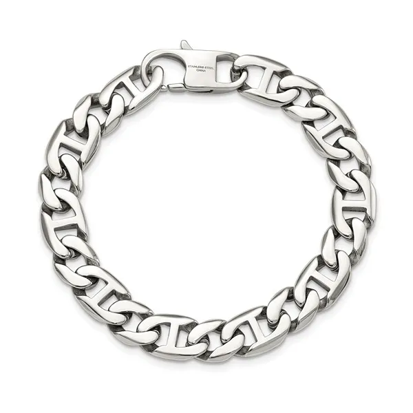 CHISEL STAINLESS STEEL POLISHED 8.25 INCH LINK BRACELET Image 2 Lester Martin Dresher, PA