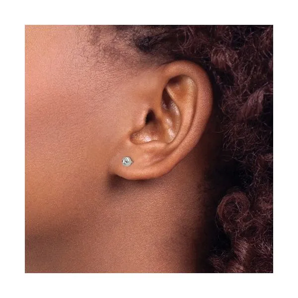 TITANIUM 4MM BEZEL CRYSTAL PIERCING EARRINGS