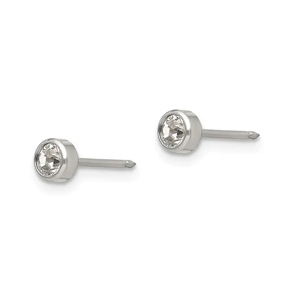 TITANIUM 4MM BEZEL CRYSTAL PIERCING EARRINGS