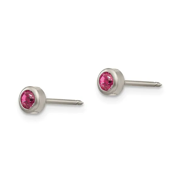 TITANIUM 4MM BEZEL CRYSTAL PIERCING EARRINGS