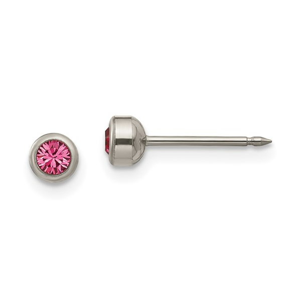 TITANIUM 4MM BEZEL CRYSTAL PIERCING EARRINGS Lester Martin Dresher, PA