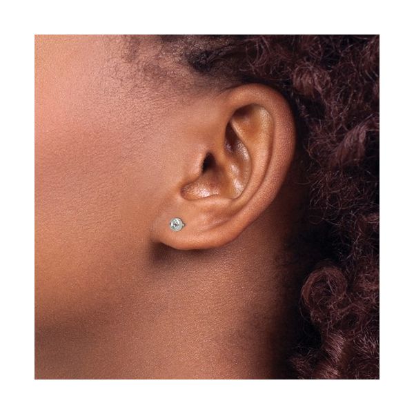 TITANIUM 4MM BEZEL CRYSTAL PIERCING EARRINGS Image 3 Lester Martin Dresher, PA
