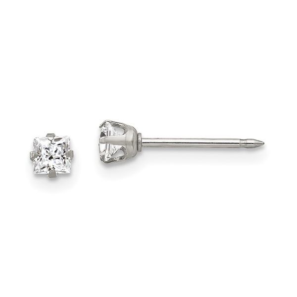 CZ STAINLESS STEEL POST PIERCING EARRINGS Image 2 Lester Martin Dresher, PA