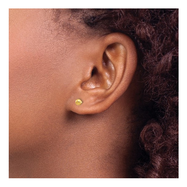 24K GOLD PLATED 4MM BALL PIERCING POST EARRINGS Image 3 Lester Martin Dresher, PA