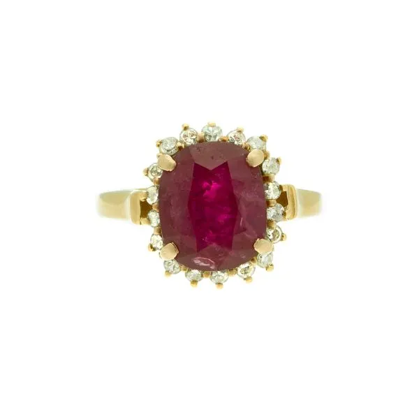 Ruby Ring with a Diamond Halo Lewisburg Diamond & Gold Lewisburg, WV
